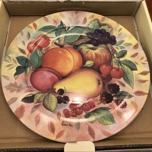 EMAIL DE LIMOGES STILL LIFE FRUIT PEARS CAKE PLATE